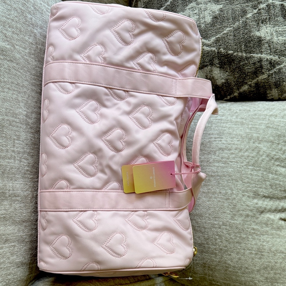 LIMITED EDITION Stoney Clover Lane Pink Heart Duffel Bag hearts print